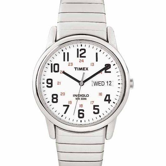 Timex T20461 Men's Easy Reader Watch with Stainless Steel Expansion Bracelet - Indiglo Night Light, Day Date Display