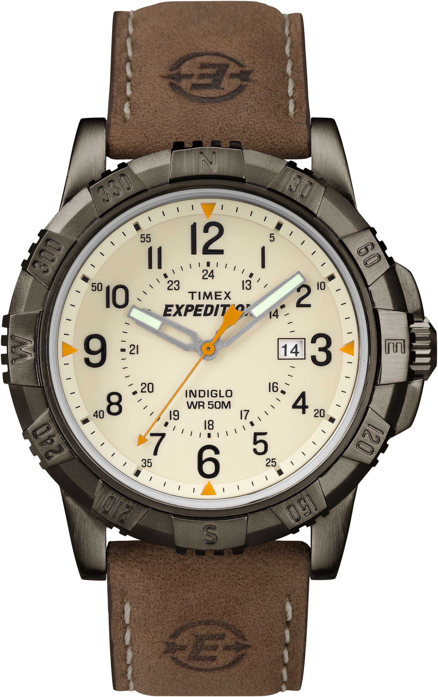 Timex Men's Expedition Rugged Field Watch with Genuine Leather Band - T46681 - 40mm Water Resistant Outdoor Watch with Indiglo Night Light