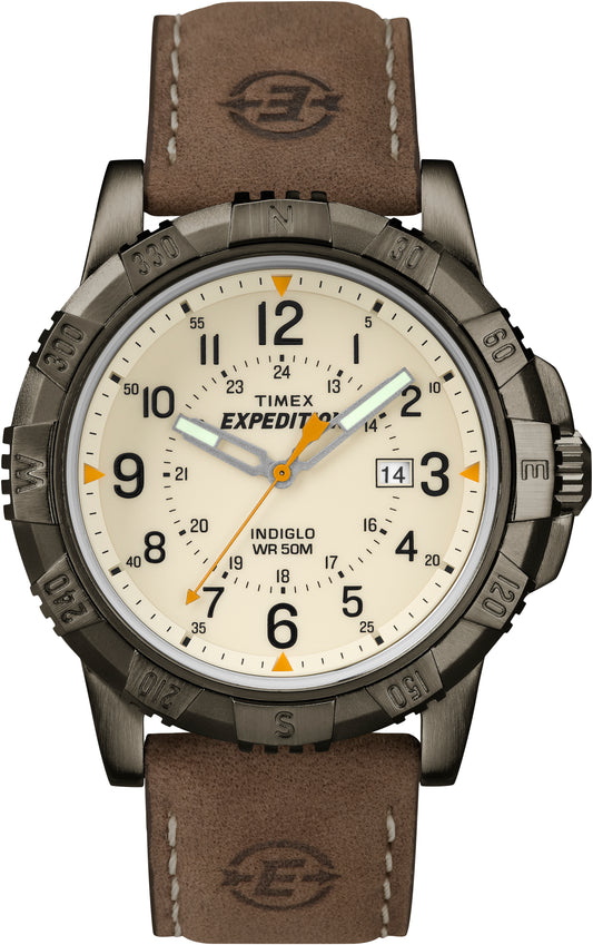 Timex Men's Expedition Rugged Field Watch with Genuine Leather Band - T46681 - 40mm Water Resistant Outdoor Watch with Indiglo Night Light