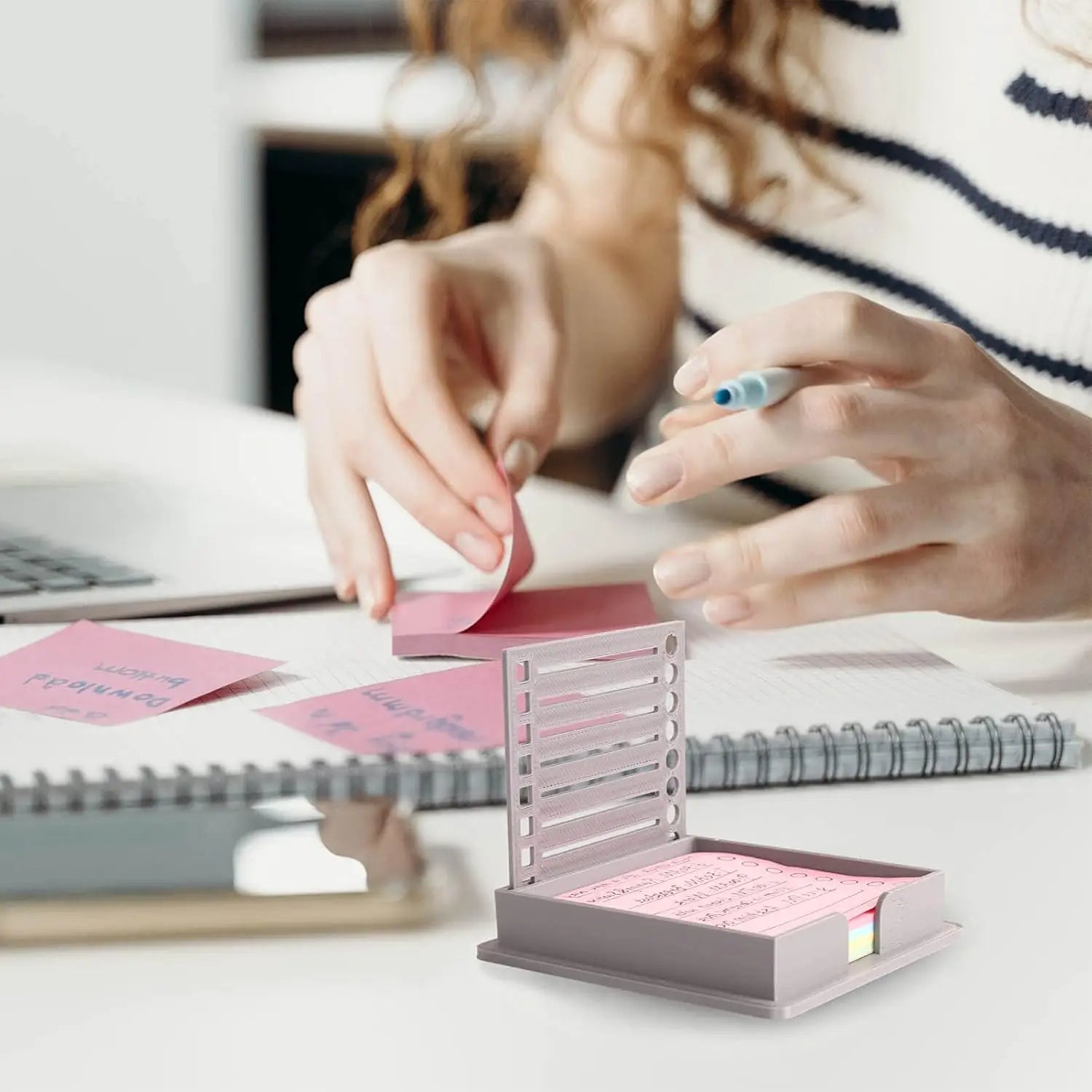 Template Sticky Note Holder 3x3 Organizer Dispenser with Built in Stencil evlune