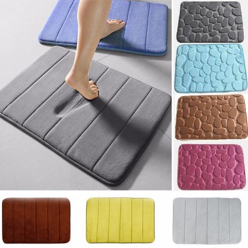 Ultra Soft Water Absorbent Bath Mat Coral Velvet Memory Foam Non Slip Bathroom Rug with Quick Dry PVC Rubber Backing evlune