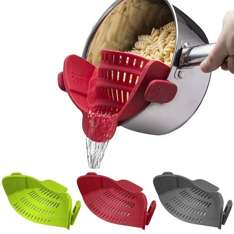 Universal Silicone Strainer Clip Adjustable Pot Drainer Pasta Vegetables evlune