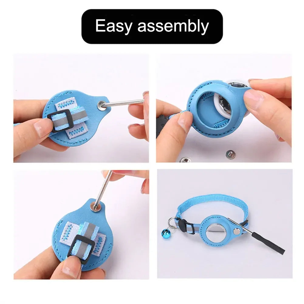 Waterproof Nylon Reflective Cat Collar with Apple AirTag Holder Breakaway Safety Buckle Tracking Collar for Cats evlune