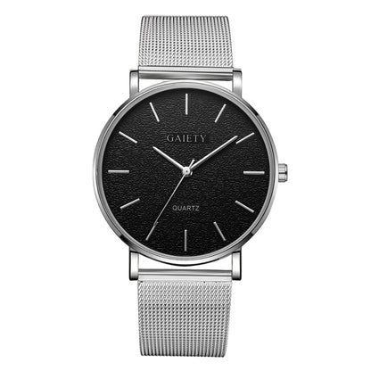 Men's Casual Steel Band Watch - Simple Fashion Quartz Timepiece with Alloy Construction & Pin Buckle Clasp